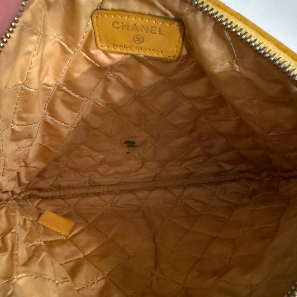 CHANEL O Case Yellow Lambskin Leather Quilted Pouch - Picture 13 of 13